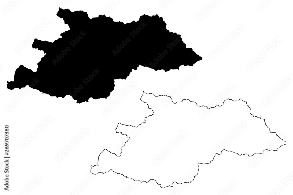 Maramures County (Administrative divisions of Romania, Nord-Vest development region) map vector illustration, scribble sketch Maramures map