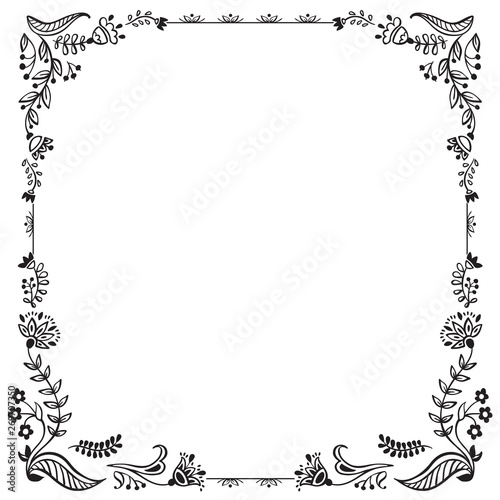 Calligraphic floral frame and page decoration. Vector illustration. Vector of decorative square element, border and frame.