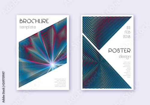 Triangle cover design template set. Red white blue