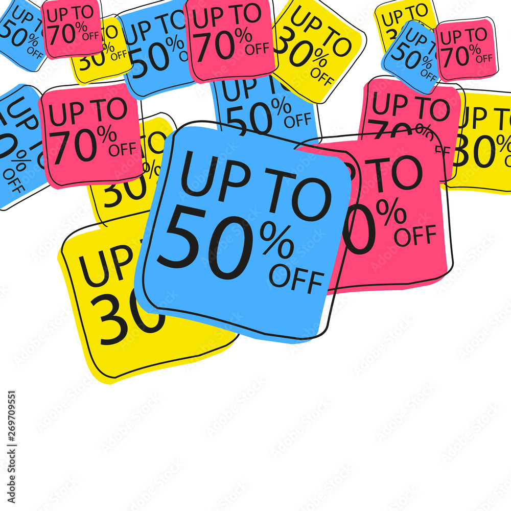 Offer tag set. Vector discount stickers. Collection stickers, price tags. Sale, free, new