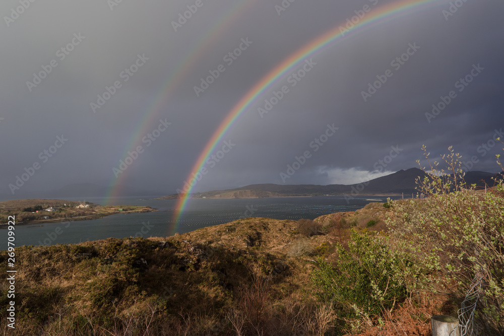 Rainbow during rainy day in Ireland