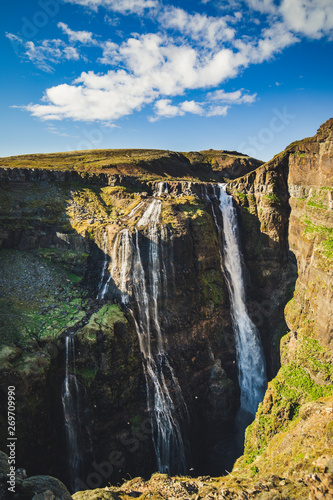 Fototapeta Naklejka Na Ścianę i Meble -  Glymur is the second-highest waterfall in Iceland, with a cascade of 198 m. It was long regarded as the tallest until being surpassed by Morsárfoss, a newly measured waterfall