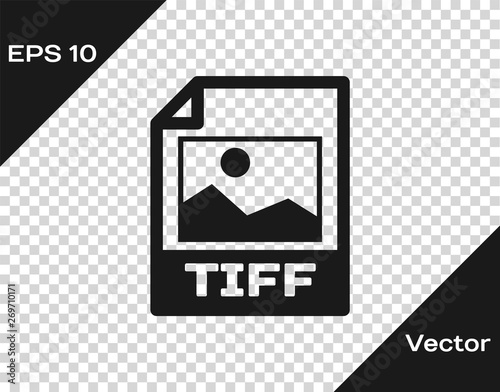 Grey TIFF file document icon. Download tiff button icon isolated on transparent background. TIFF file symbol. Vector Illustration