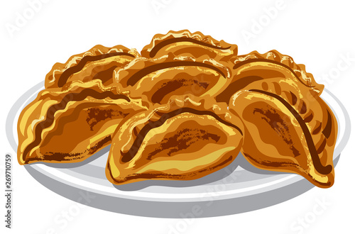 illustration of the pirogies pasties on the plate