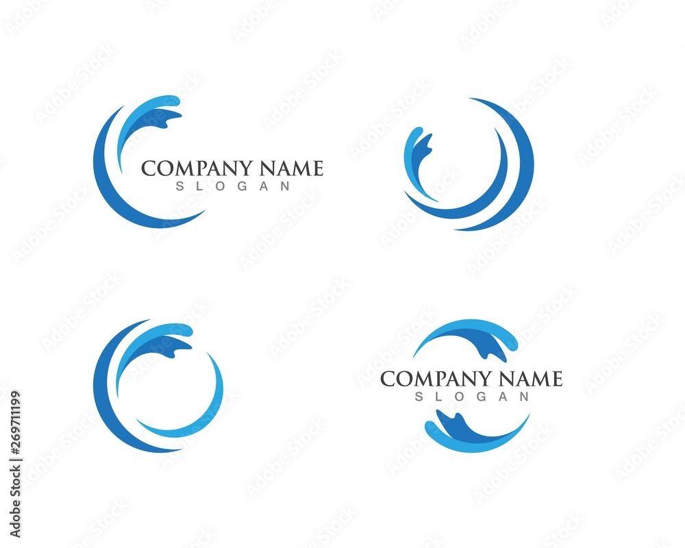 Water Wave Icon Logo Template Stock Vector | Adobe Stock
