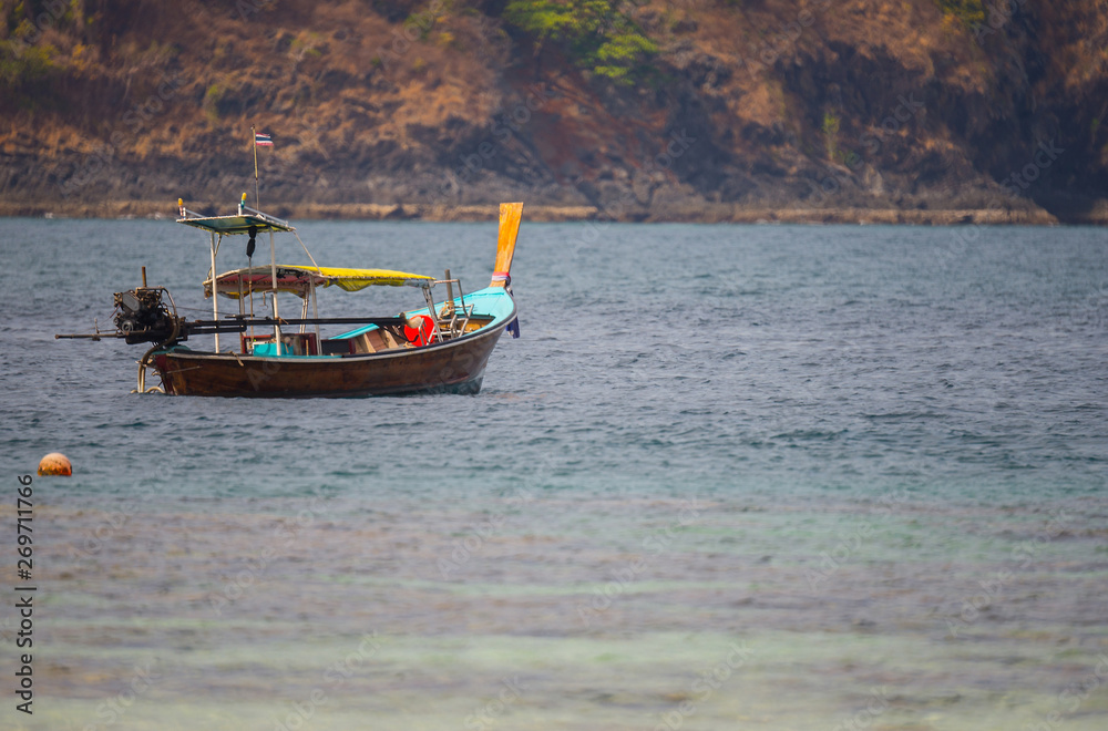 Coastal fishing boats that are in the sea