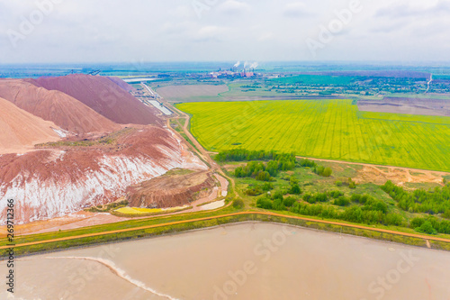 Industrial landscape, aerial scenery. Ecology in countryside photo