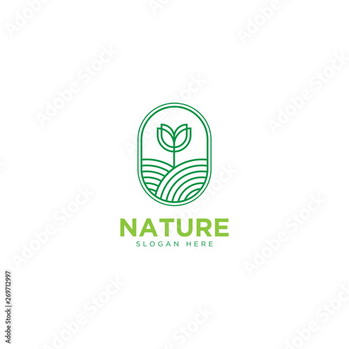 Creative Nature Logo Line Outline Design Vector