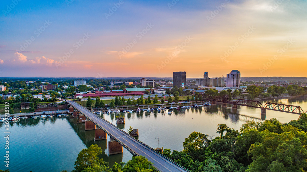 Augusta, Georgia, USA Downtown Skyline Aerial - obrazy, fototapety, plakaty 