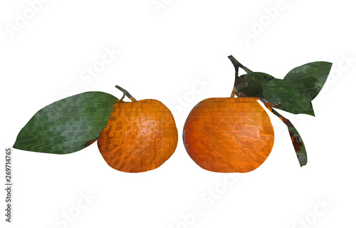 Stylized tangerine. The image of two mandarins isolated on white background