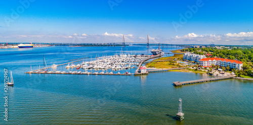 Charleston Harbor Aerial in Charleston, South Carolina, USA