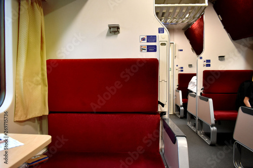 Photography Empty seat in new Thailand train from Bangkok to Chiang Mai Provience Thailand
