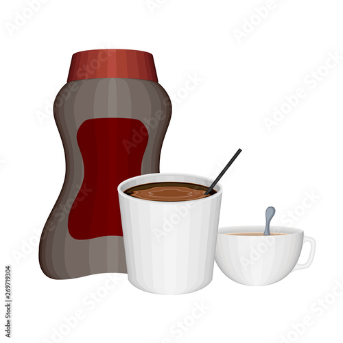 Isolated instant ground coffee with cream - Vector