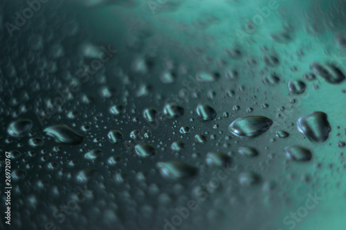 water drops on blue surface