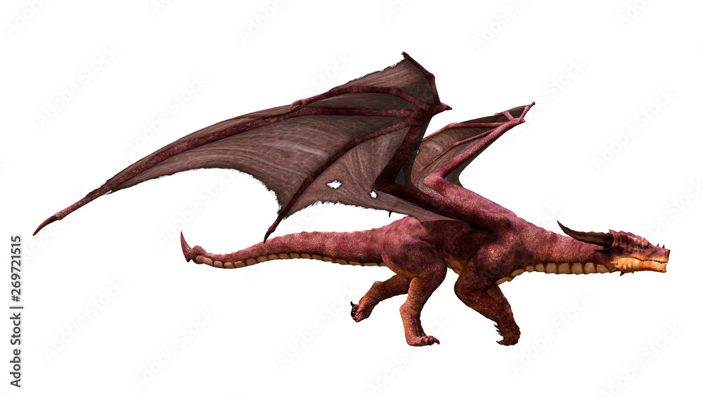 3D Rendering Fairy Tale Dragon on White