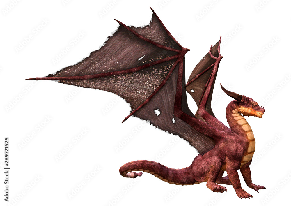 3D Rendering Fairy Tale Dragon on White 3D Rendering Fairy Tale Dragon on White