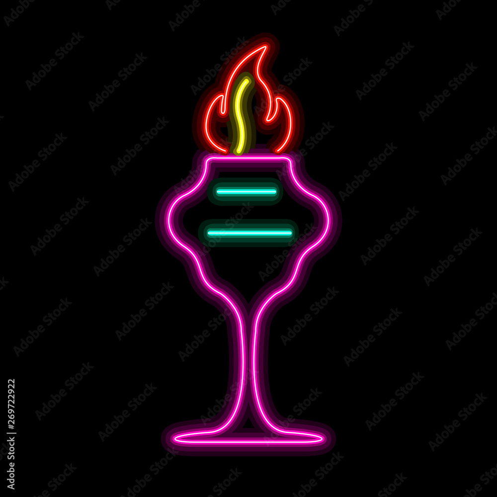 Neon cocktail icon on a black background - Vector Neon cocktail icon on a black background - Vector