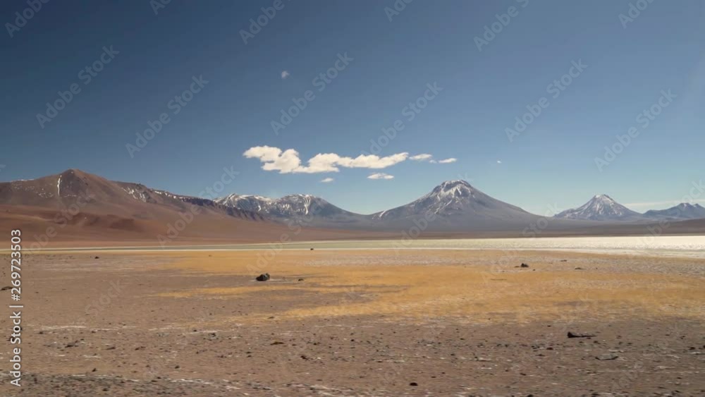 Salt lagoon near volcanoes in the middle of the Atacama Desert, Chile, South America Salt lagoon near volcanoes in the middle of the Atacama Desert, Chile, South America