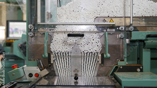 Cigarettes production line in a tobacco factory