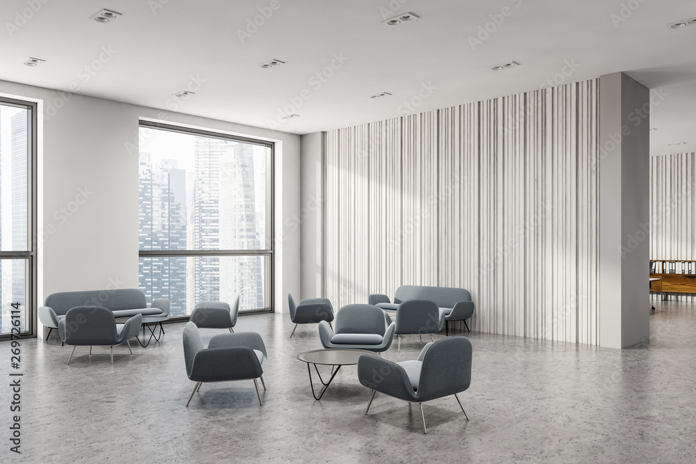 Fototapeta premium White office waiting room corner with sofas