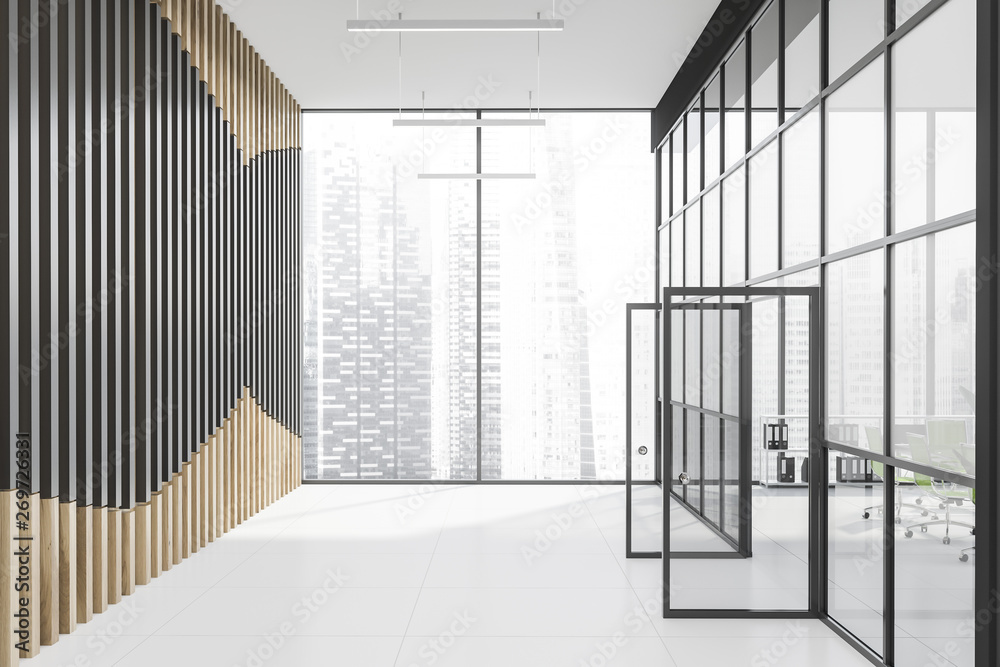Obraz premium Office lobby interior with open doors