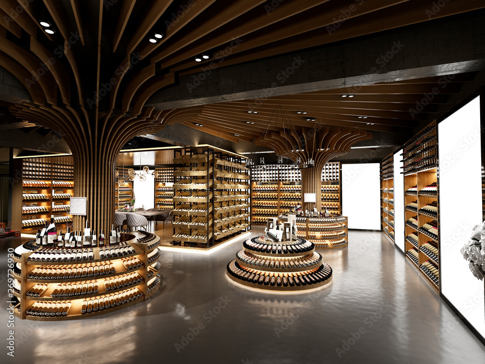 Fotografija 3d render wine alcohol shop