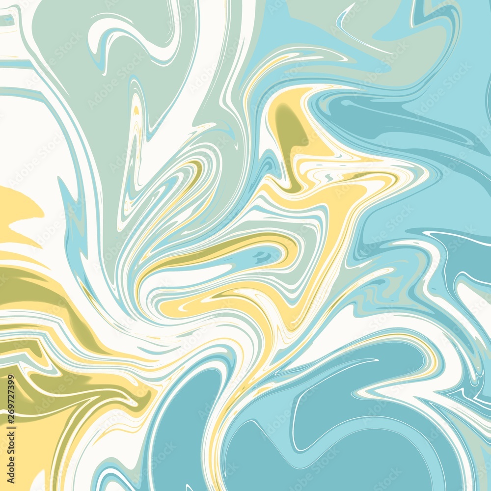 Digital marbling - ocean blue yellow khaki green Digital marbling - ocean blue yellow khaki green