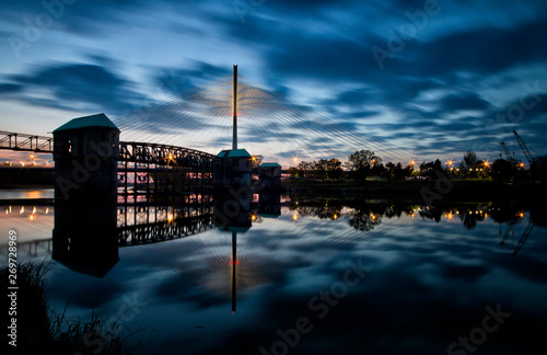 The Redzinski Bridge and the sluice on the Odra River. photo