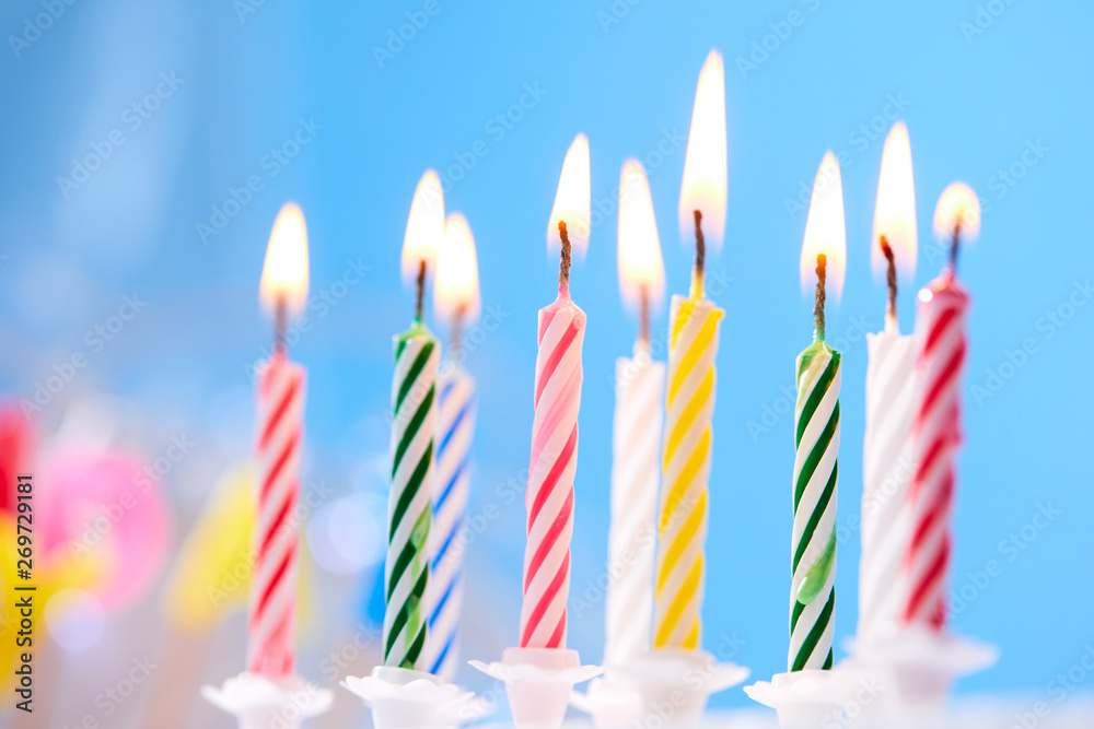 birthday candles on blue background birthday candles on blue background
