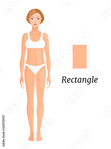 Rectangular figure. Female body shapes. Vector illustration