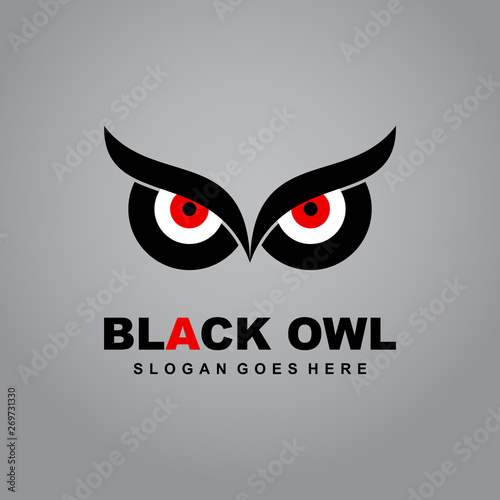 Black Owl Logo eye logo owl icon Flat Vector Illustration
