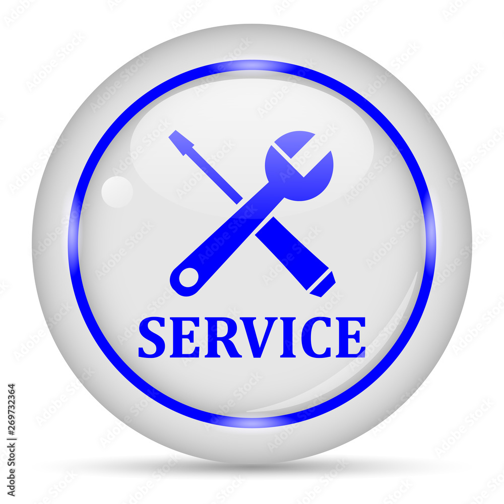 SERVICE icon. White glossy round vector icon in eps 10. Editable modern design internet button on white background. SERVICE icon. White glossy round vector icon in eps 10. Editable modern design internet button on white background.