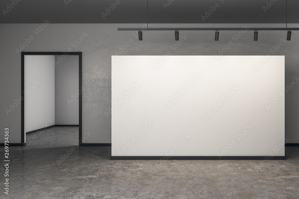 Bright concrete gallery with poster Bright concrete gallery with poster