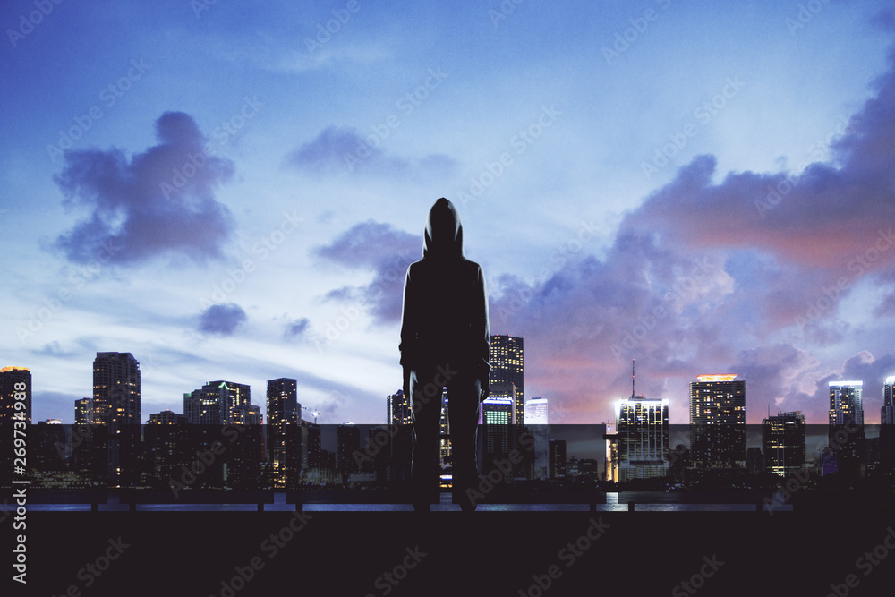 Fototapeta premium Man in hoodie in Kuala Lumpur