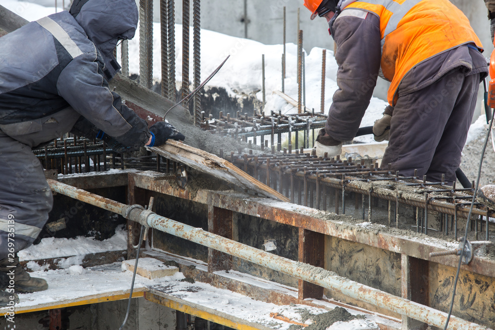 foundation casting for building with concrete at a construction site foundation casting for building with concrete at a construction site