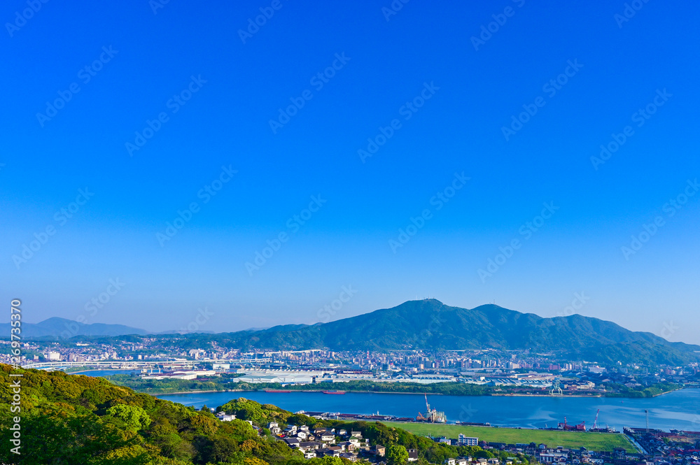 高塔山公園から眺める北九州市の都市風景