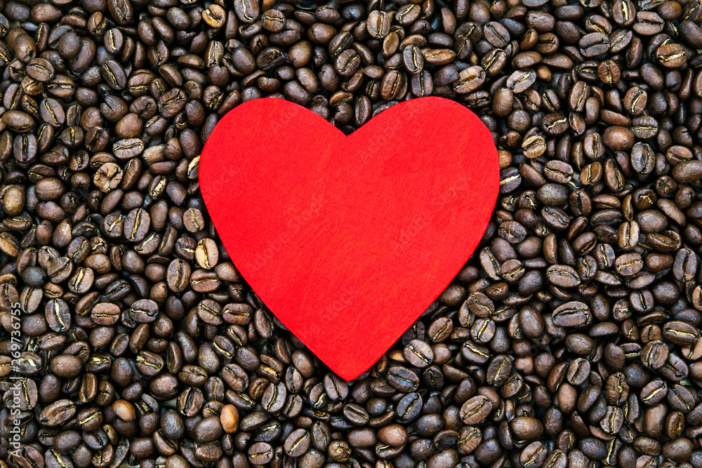 Coffee beans and love - drinks concept for making coffee and enjoying a full roasted natural flavor - menu sign or coffee banner, with design space. Coffee beans and love - drinks concept for making coffee and enjoying a full roasted natural flavor - menu sign or coffee banner, with design space.