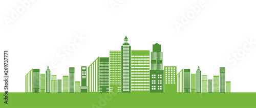 Green ecology city help the world with eco-friendly concept ideas Vector Illustration
