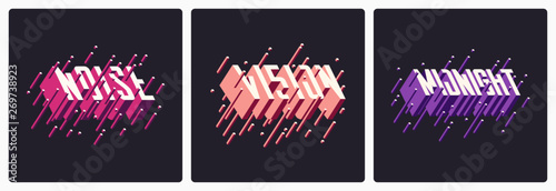 Set of graphic t-shirt designs, typography, prints with 3d styled text. 