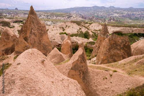 Amazing sandstone formations in Cappadocia, Turkey. View of the valley near Goreme.