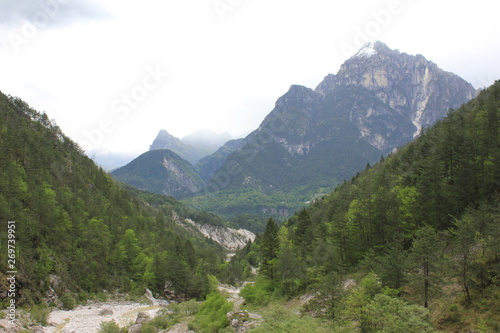 view on mountain valley in italy on a cloudy day, Povici, Resiutta, Italy photo