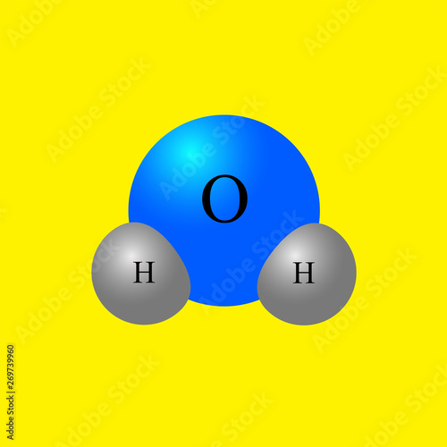 Water. A water molecule consists of one oxygen atom and two hydrogen atoms (H2O). The most necessary substance on Earth for all living things. Without background. Vector graphics.
