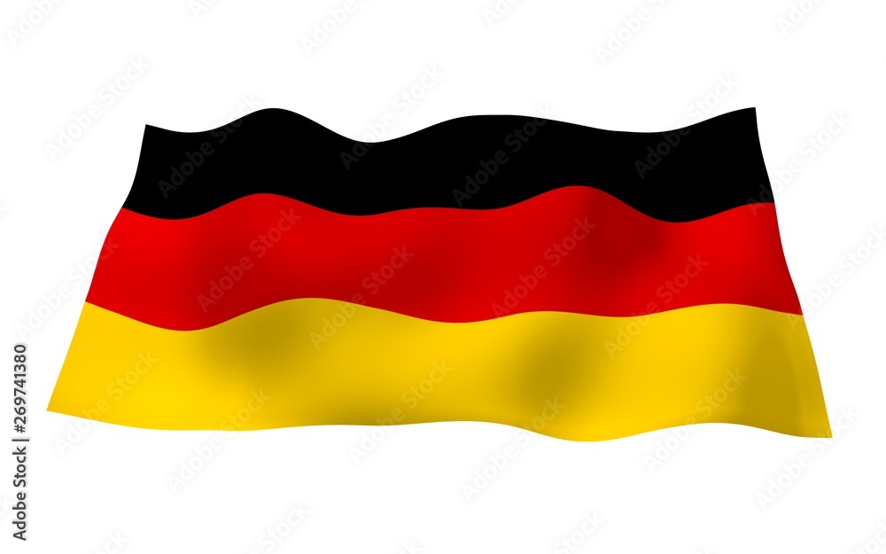 Flag of Germany. Wide format 3D illustration. State symbol of the Federal Republic of Germany. 3D rendering Flag of Germany. Wide format 3D illustration. State symbol of the Federal Republic of Germany. 3D rendering