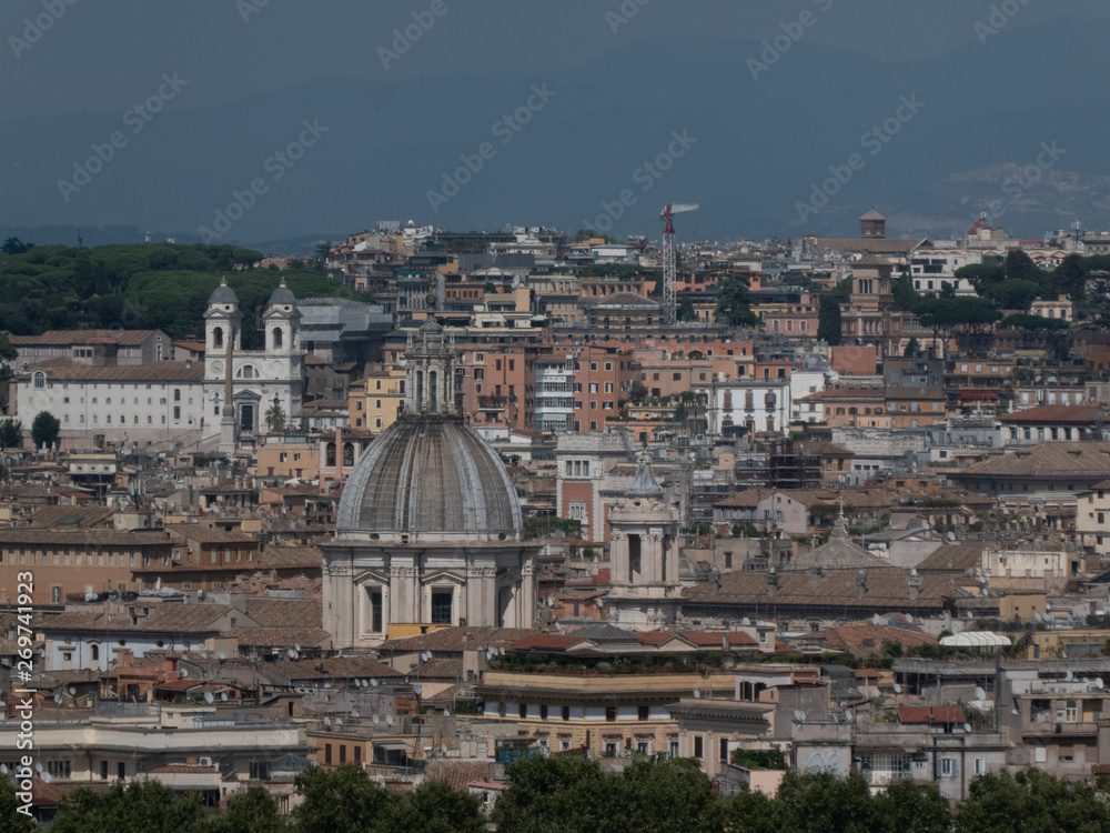 Rome aerial panoramic cityscape, Italy