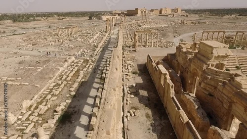 aerial view of the archeological site of palmyra in syria ( very rare ) photo