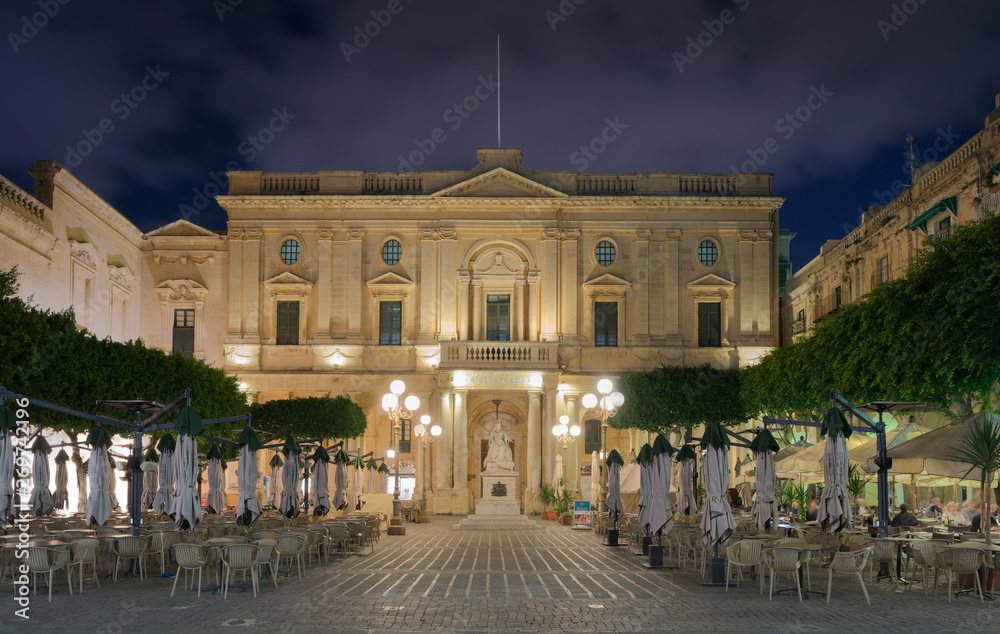 Fototapeta premium National Library of Malta in Valletta at the night
