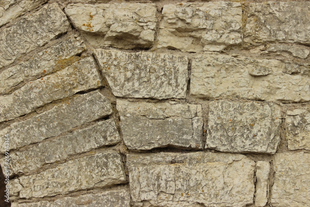 Masonry concept. Closeup stone wall of ancient fortress. Can be used as a background and space for text. Front view. Masonry concept. Closeup stone wall of ancient fortress. Can be used as a background and space for text. Front view.