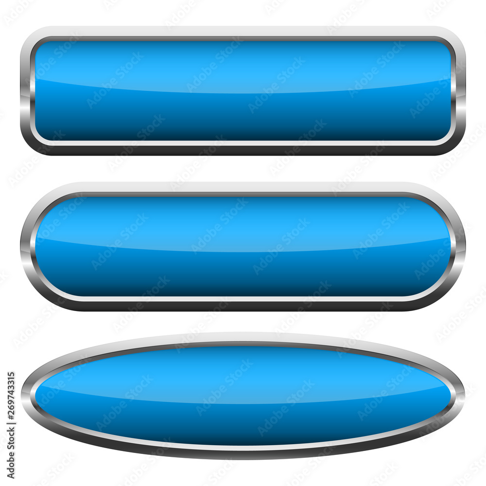 Set of blue glossy buttons. Vector illustration. Set of blue glossy buttons. Vector illustration.