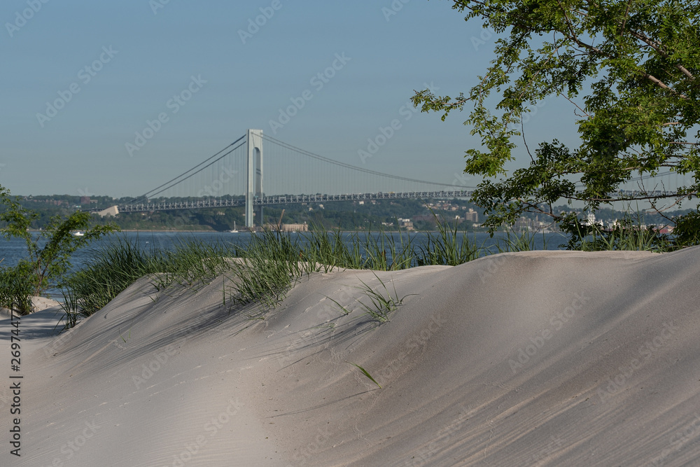 Verrazzano-Narrows Bridge view from Kaiser Park in Coney Island Verrazzano-Narrows Bridge view from Kaiser Park in Coney Island