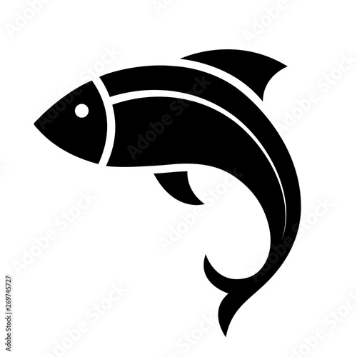Fish icon black silhouette. Fisheries logo symbol photo